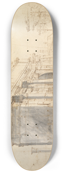 Gaspar Van Wittel - The Arch of Septimius Severus in the Roman Forum, with the Column of Phocas at the Left and the Temple of Saturn at the Right 8.25 inch art skate deck