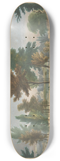 George Bickham the Elder - A View in the Elysian Fields, from the Spring of Helicon in the Gardens of Earl Temple at Stow, in Buckinghamshire 8.25 inch art skate deck