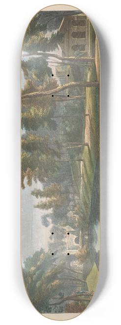 George Bickham the Elder - A View to the Grotto of the Serpentine River in the Alder Grove in the Gardens of Earl Temple at Stow, in Buckinghamshire 8.25 inch art skate deck