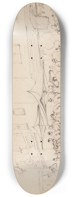 George Chinnery - A Market Place and Crowd 8.25 inch art skate deck
