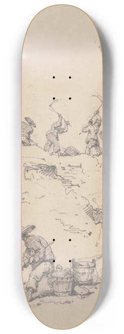 George Chinnery - Chinese Coolies Demolishing a Building 8.25 inch art skate deck