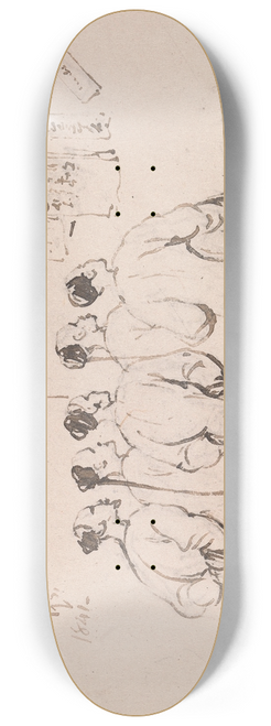 George Chinnery - Chinese Coolies reading a Proclamation 8.25 inch art skate deck