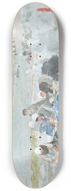 George Henry Boughton - Washerwomen on the Beach at Etretat 8.25 inch art skate deck