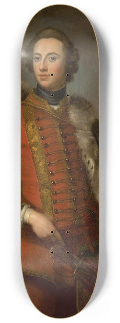 George Knapton - Portrait Of Walter Smythe, Three-Quarter-Length, Wearing Uniform With A Fur-Lined Green Cloak 8.25 inch art skate deck