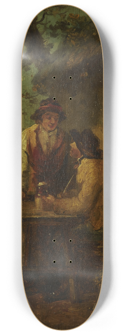 George Morland - Peasants in front of a Hut 8.25 inch art skate deck