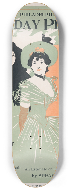 George Reiter Brill - Advertisement for Philadelphia Sunday Press; Ferbuary 9, 1896 8.25 inch art skate deck