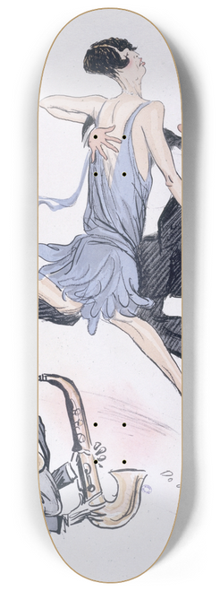 Georges Goursat (Sem) - Hei Hei, Do it, Hit it!; couple dansant au son de deux saxos 8.25 inch art skate deck
