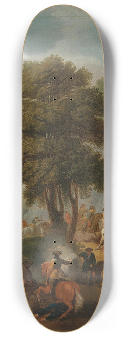 Georg Philipp Rugendas the Elder - A cavalry skirmish 8.25 inch art skate deck