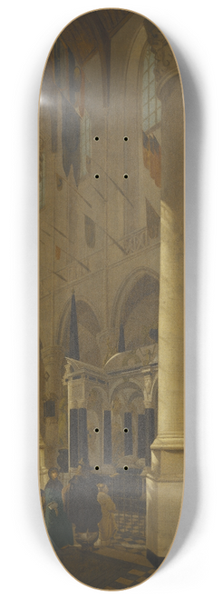Gerard Houckgeest - Interior of Nieuwe Kerk in Delft with the Tomb of William I 8.25 inch art skate deck