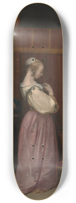 Gerard ter Borch - A Young Woman at Her Toilet with a Maid 8.25 inch art skate deck
