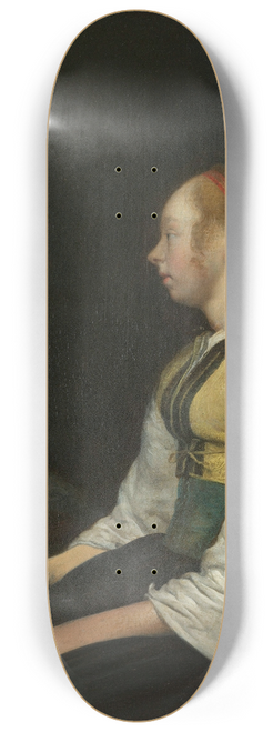 Gerard ter Borch - Seated Girl in Peasant Costume 8.25 inch art skate deck