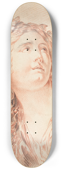 Gilles Demarteau the Elder - Head of a Young Woman 8.25 inch art skate deck