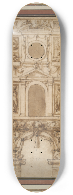 Giorgio Vasari - Design for a temporary decoration of the East wall of the Palazzo Vecchio Courtyard 8.25 inch art skate deck