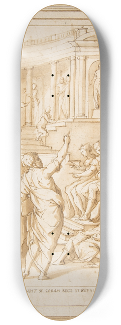 Giorgio Vasari - Saint Paul Speaking before King Agrippa (Acts 26) 8.25 inch art skate deck