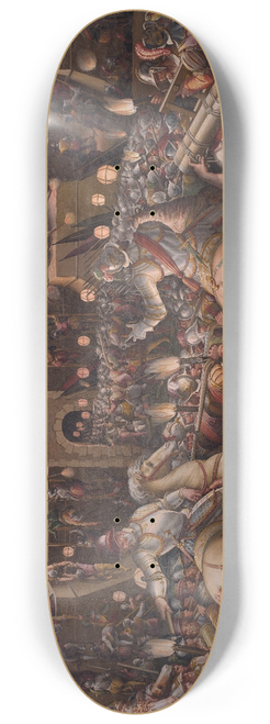 Giorgio Vasari - The storming of the fortress near Porta Camollia in Siena 8.25 inch art skate deck