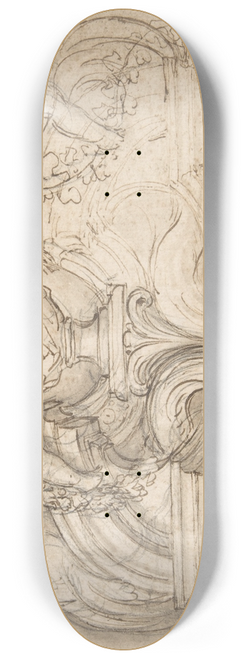 Giovanni Battista Foggini - Design for an Overdoor or the Top of a Niche with a Bust and Garland-bearing Putti 8.25 inch art skate deck
