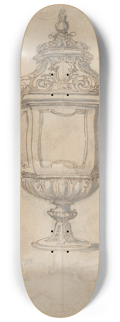 Giovanni Battista Foggini - Sheet with sketches and designs for two vases, three classical heads en profil and two slave figures 8.25 inch art skate deck