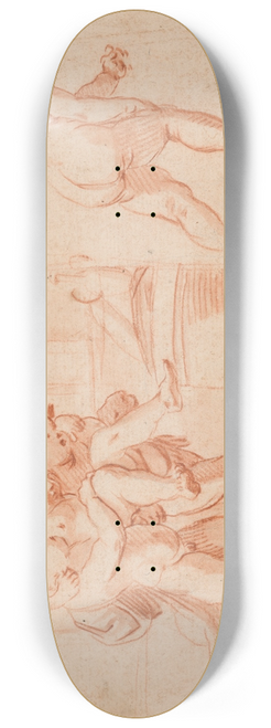 Giulio Carpioni - Two Putti Carrying a Third Putto; Another Putto from theRear 8.25 inch art skate deck