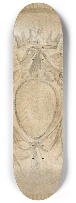 Giuseppe Cades - Coat of Arms of the Rezzonico Family, capped by a Princely Crown and Supported by Two Winged Victories 8.25 inch art skate deck