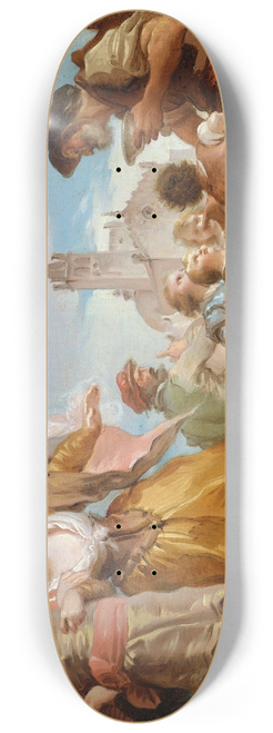 Giuseppe Cades - The Meeting of Gautier, Count of Antwerp, and his Daughter, Violante 8.25 inch art skate deck