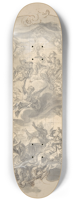 Gottfried Bernhard Goetz - Veneration of the Eucharist by the Peoples of the World (Allegories of the Four Continents) 8.25 inch art skate deck
