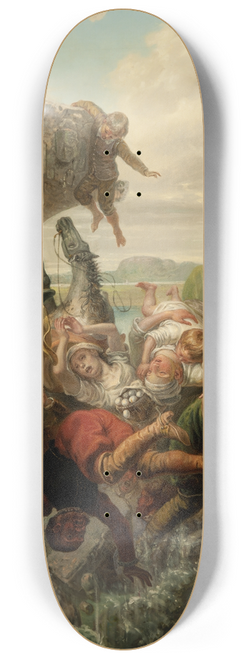 Gustaf Brusewitz - The Bridge at Nya Ldse Collapsing into the River Sve in 1543 8.25 inch art skate deck