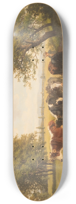Gustav Ranzoni - Herd of cows in vast landscape 8.25 inch art skate deck