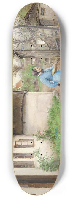 Hans Andersen Brendekilde - Kone, der fodrer hns foran et hvidkalket bondehus en efterrsdag 8.25 inch art skate deck