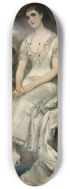 Hans Makart - A Portrait Of A Seated Lady, Possibly Countess Bianca Teschenberg 8.25 inch art skate deck