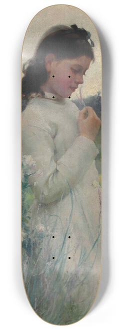 Alfred Augustus Glendening - A Young Girl In A Garden 8.25 inch art skate deck