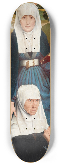 Hans Memling - Old Woman at Prayer with St. Anne 8.25 inch art skate deck