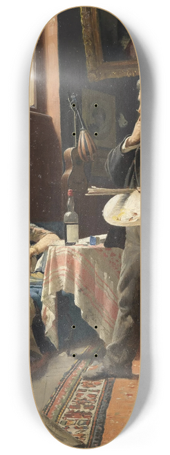 Hans Temple - Self-portrait of Hans Temple in the studio with a model 8.25 inch art skate deck