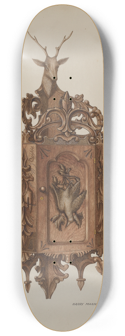 Harry Mann Waddell - Wall Cabinet, Hand Carved 8.25 inch art skate deck