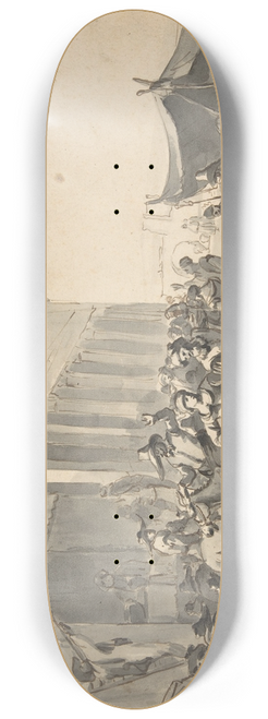 Hendrik Verschuring - An Italian City with a Crowd Watching Actors in an Outdoor Theater 8.25 inch art skate deck