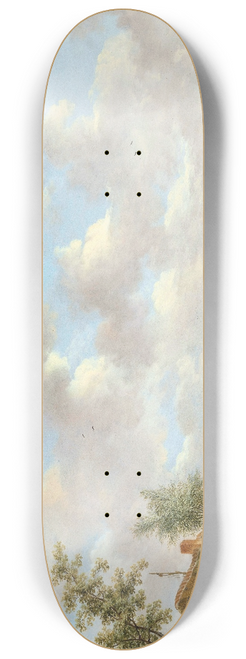 Hendrik Willem Schweickhardt - Landscape with Fishermen and Farmers Extracting Peat in a Marsh 8.25 inch art skate deck
