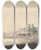Triptych art skateboard deck of Jonathan Skelton The Bridge And Castle At Rochester by Jonathan Skelton (1735-1759)