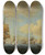 Triptych art skateboard deck of John Cleveley The Elder An English Frigate Under Sail Firing A Gun With Shipping At Anchor And Under Sail by John Cleveley the elder (1712-1777)
