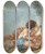 Triptych art skateboard deck of Jeanfranois Clermont Groupe De Six Amours Jouant Avec Des Fleurs by Jean-Franois Clermont (1717-1807)