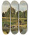 Triptych art skateboard deck of Jeanbaptistecamille Corot Pastures In The Sarthe by Jean-Baptiste-Camille Corot (1796-1875)