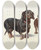 Triptych art skateboard deck of Carl Reichert Four Dachshunds by Carl Reichert (1836-1918)