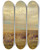 Triptych art skateboard deck of Gustav Ranzoni Schafherde In Der Puszta by Gustav Ranzoni (1826-1900)