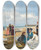 Triptych art skateboard deck of Francesc Miralles I Galaup Tarde En La Playa An Afternoon On The Beach by Francesc Miralles I Galaup (1848-1901)