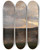 Triptych art skateboard deck of Valentin Ruths Abendstimmung In Der Heide by Valentin Ruths (1825-1905)