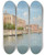 Triptych art skateboard deck of Rafael Senet Y Perez A View Of The Grand Canal by Rafael Senet Y Perez (1856-1926)