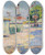 Triptych art skateboard deck of Paul Signac La Fte Dasnires by Paul Signac (1863-1935)