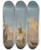 Triptych art skateboard deck of Peter Monamy The Evening Gun Menowar And Barges In A Calm Sea by Peter Monamy (1681-1749)