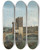 Triptych art skateboard deck of Bernardo Bellotto View Of Verona With The Ponte Delle Navi by Bernardo Bellotto (1721-1780)