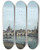 Triptych art skateboard deck of Bernardo Bellotto Dresden Seen From The Right Bank Of The Elbe Beneath The Augusts Bridge by Bernardo Bellotto (1721-1780)