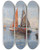 Triptych art skateboard deck of Hans Johann Wagner Fischerboote Ii by Hans Johann Wagner (1866-1940)