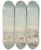 Triptych art skateboard deck of Willey Reveley View Of Harbor Town With Flagpole At Right Seen From Sea by Willey Reveley (1760-1799)